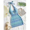 image:imageGORGLITTER Womens Crochet Halter Mini Dress Cut Out Backless Knit SundressBlue Tie Dye