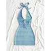 image:imageGORGLITTER Womens Crochet Halter Mini Dress Cut Out Backless Knit SundressBlue Tie Dye