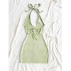 image:imageGORGLITTER Womens Crochet Halter Mini Dress Cut Out Backless Knit SundressGreen