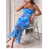 image:imageGORGLITTER Womens Floral Wedding Guest Bridal Shower Cocktail Midi DressBlue Floral Print