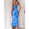 image:imageGORGLITTER Womens Floral Wedding Guest Bridal Shower Cocktail Midi DressBlue Floral Print