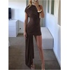 image:imageGORGLITTER Womens Going Out Dresses Asymmetrical Birthday Dinner DressBrown