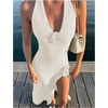image:imageGORGLITTER Womens Halter Crochet Maxi Dress Beach Bikini Swimsuit Cover UpBeige