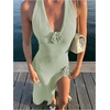 image:imageGORGLITTER Womens Halter Crochet Maxi Dress Beach Bikini Swimsuit Cover UpMint Green