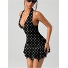 image:imageGORGLITTER Womens Halter Mini Dress Y2K Backless Going Out Short DressesBlack and White