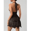 image:imageGORGLITTER Womens Halter Mini Dress Y2K Backless Going Out Short DressesBrown