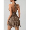 image:imageGORGLITTER Womens Halter Mini Dress Y2K Backless Going Out Short DressesBrown Leopard