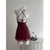image:imageGORGLITTER Womens Halter Strapless Club Y2K Cocktail Birthday Mini DressBurgundy
