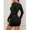 image:imageGORGLITTER Womens Lace Birthday Cocktail Long Sleeve Fall Mini DressesBlack