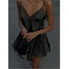 image:imageGORGLITTER Womens Lace Satin Mini Dress Backless Wedding Guest DressesBlack