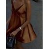 image:imageGORGLITTER Womens Lace Satin Mini Dress Backless Wedding Guest DressesBrown