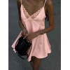image:imageGORGLITTER Womens Lace Satin Mini Dress Backless Wedding Guest DressesSolid Pink