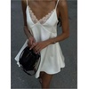 image:imageGORGLITTER Womens Lace Satin Mini Dress Backless Wedding Guest DressesWhite