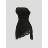 image:imageGORGLITTER Womens Lace Strapless Tube Dress Mini Wedding Guest Prom DressBlack