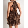image:imageGORGLITTER Womens Leopard Print Mini Dress Animal Cheetah Backless DressesBrown