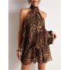 image:imageGORGLITTER Womens Leopard Print Mini Dress Animal Cheetah Backless DressesBrown