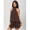 image:imageGORGLITTER Womens Leopard Print Mini Dress Animal Cheetah Backless DressesDark Leopard
