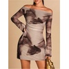 image:imageGORGLITTER Womens Long Sleeve Off Shoulder Birthday Cocktail Mini DressesKhaki