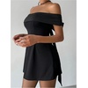 image:imageGORGLITTER Womens Off Shoulder Wedding Guest Cocktail Bodycon Mini DressBlack Bow