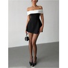 image:imageGORGLITTER Womens Off Shoulder Wedding Guest Cocktail Bodycon Mini DressBlack and White