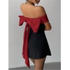 image:imageGORGLITTER Womens Off Shoulder Wedding Guest Cocktail Bodycon Mini DressRed and Black