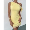 image:imageGORGLITTER Womens One Shoulder Wedding Guest Cocktail Mini DressesButter Yellow