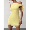 image:imageGORGLITTER Womens One Shoulder Wedding Guest Cocktail Mini DressesButter Yellow