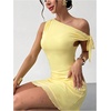 image:imageGORGLITTER Womens One Shoulder Wedding Guest Cocktail Mini DressesButter Yellow