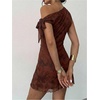 image:imageGORGLITTER Womens One Shoulder Wedding Guest Cocktail Mini DressesCoffee