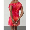 image:imageGORGLITTER Womens One Shoulder Wedding Guest Cocktail Mini DressesFloral Red