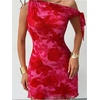 image:imageGORGLITTER Womens One Shoulder Wedding Guest Cocktail Mini DressesHot Pink