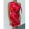 image:imageGORGLITTER Womens One Shoulder Wedding Guest Cocktail Mini DressesHot Pink