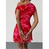 image:imageGORGLITTER Womens One Shoulder Wedding Guest Cocktail Mini DressesHot Pink