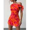 image:imageGORGLITTER Womens One Shoulder Wedding Guest Cocktail Mini DressesOrange