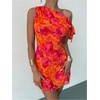 image:imageGORGLITTER Womens One Shoulder Wedding Guest Cocktail Mini DressesOrange