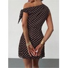 image:imageGORGLITTER Womens One Shoulder Wedding Guest Cocktail Mini DressesPolka Brown