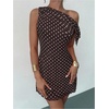 image:imageGORGLITTER Womens One Shoulder Wedding Guest Cocktail Mini DressesPolka Brown