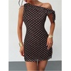 image:imageGORGLITTER Womens One Shoulder Wedding Guest Cocktail Mini DressesPolka Brown