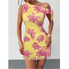 image:imageGORGLITTER Womens One Shoulder Wedding Guest Cocktail Mini DressesYellow