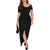 image:imageGORGLITTER Womens Plus Size Cocktail Cold Shoulder Formal Prom Maxi DressBlack