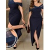 image:imageGORGLITTER Womens Plus Size Cocktail Cold Shoulder Formal Prom Maxi DressBlue