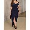 image:imageGORGLITTER Womens Plus Size Cocktail Cold Shoulder Formal Prom Maxi DressBlue