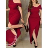image:imageGORGLITTER Womens Plus Size Cocktail Cold Shoulder Formal Prom Maxi DressBurgundy