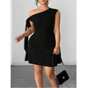 image:imageGORGLITTER Womens Plus Size One Shoulder Short Dresses Formal Dinner DressBlack