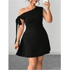 image:imageGORGLITTER Womens Plus Size One Shoulder Short Dresses Formal Dinner DressBlack