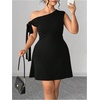 image:imageGORGLITTER Womens Plus Size One Shoulder Short Dresses Formal Dinner DressBlack