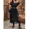 image:imageGORGLITTER Womens Plus Size Western Fringe Dress Cowgirl T Shirt DressesBlack