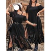 image:imageGORGLITTER Womens Plus Size Western Fringe Dress Cowgirl T Shirt DressesBlack