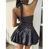 image:imageGORGLITTER Womens Polka Dots Halter Mini Dress Y2K Vintage Bubble DressesBlack