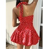 image:imageGORGLITTER Womens Polka Dots Halter Mini Dress Y2K Vintage Bubble DressesRed
